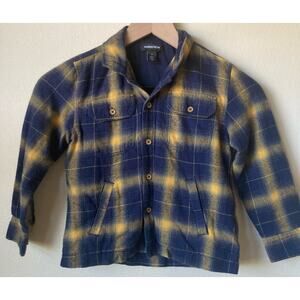 Nordstrom Flannel Long Sleeve Boy's 4 in Navy and Yellow